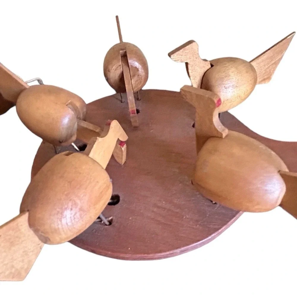 Vintage Wooden Pecking Chickens Movable‎ Toy